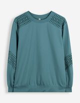 Sweatshirt - Metallic-Details - Petrol