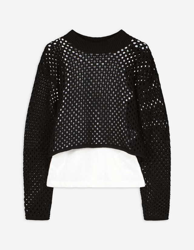 Pullover - Maglia traforata - nero