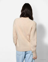 Strickjacke - Aufgesetze Taschen - beige