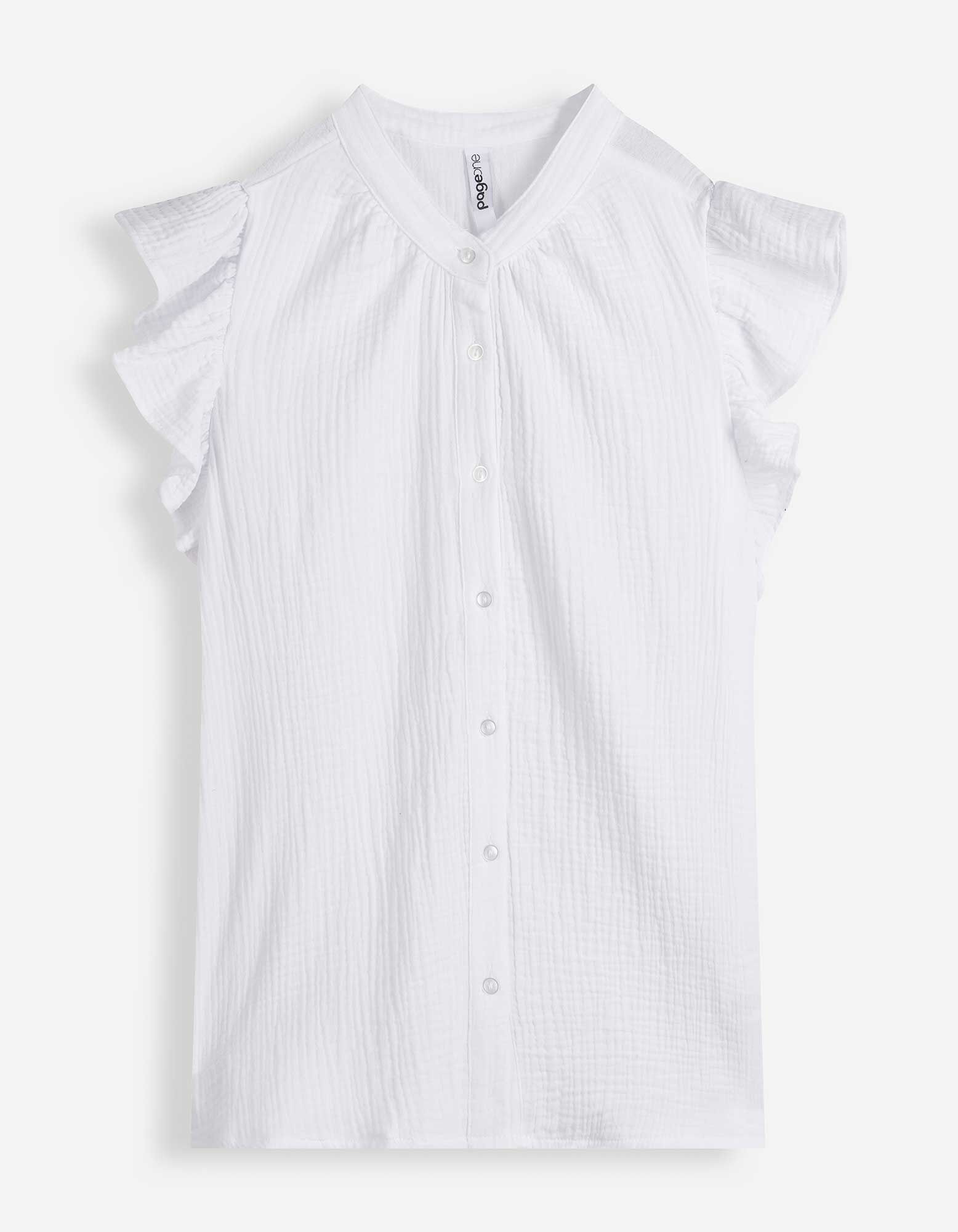 Blouse - Unicolore - Blanc cass&eacute;