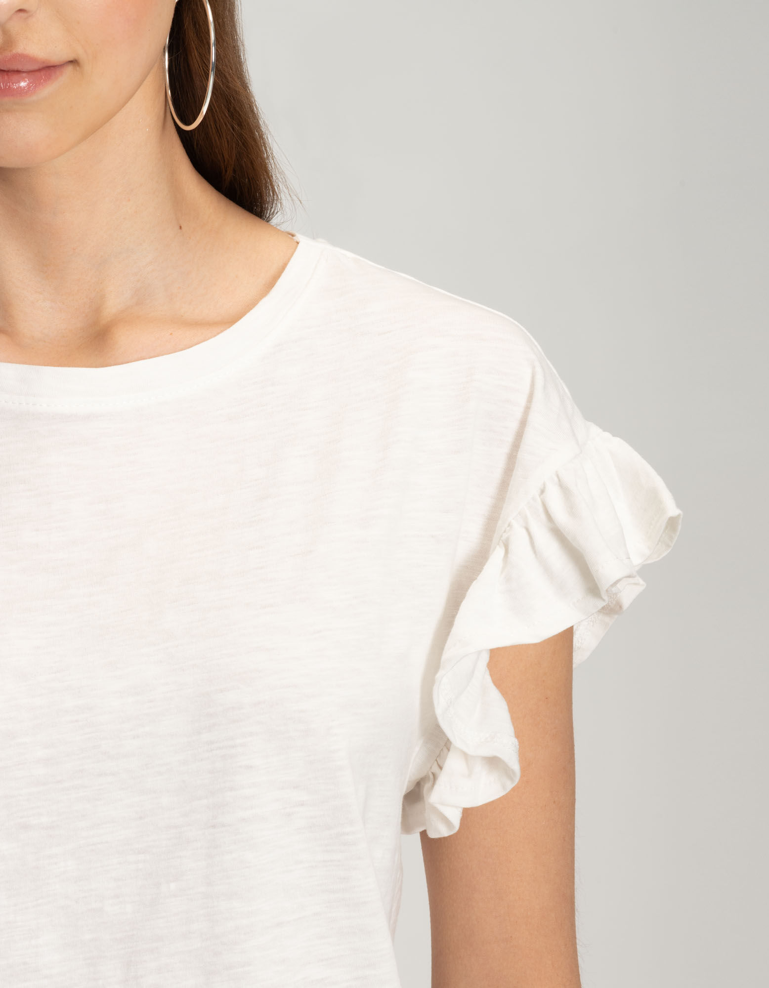T-shirt - Manches &agrave; volants - blanc