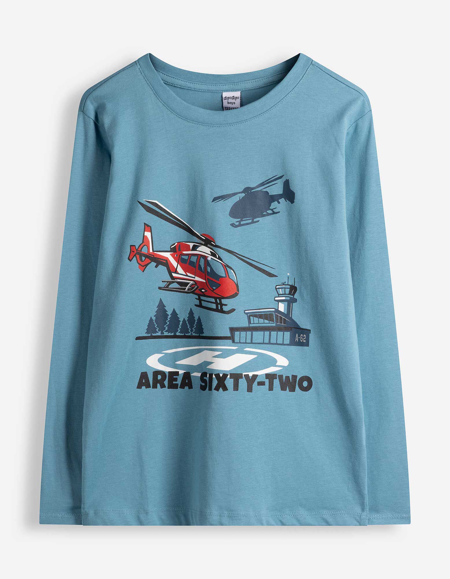 Langarmshirt - Frontprint - blau