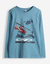 Langarmshirt - Frontprint - blau