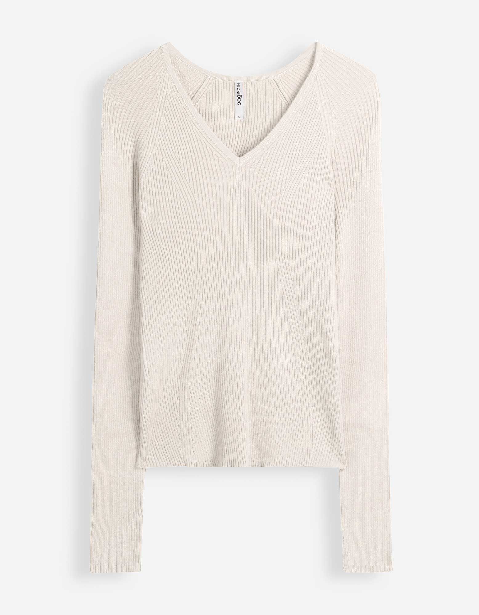 Pullover - Rippenstruktur - Beige