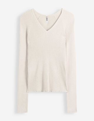 Pullover - Rippenstruktur - Beige