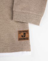 Bluză de corp cu mânecă lungă - Double-Layer-Look - Bej