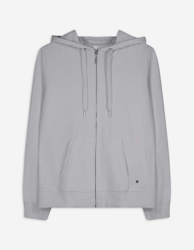Sweatjacke - Kapuze mit Tunnelzug - grau