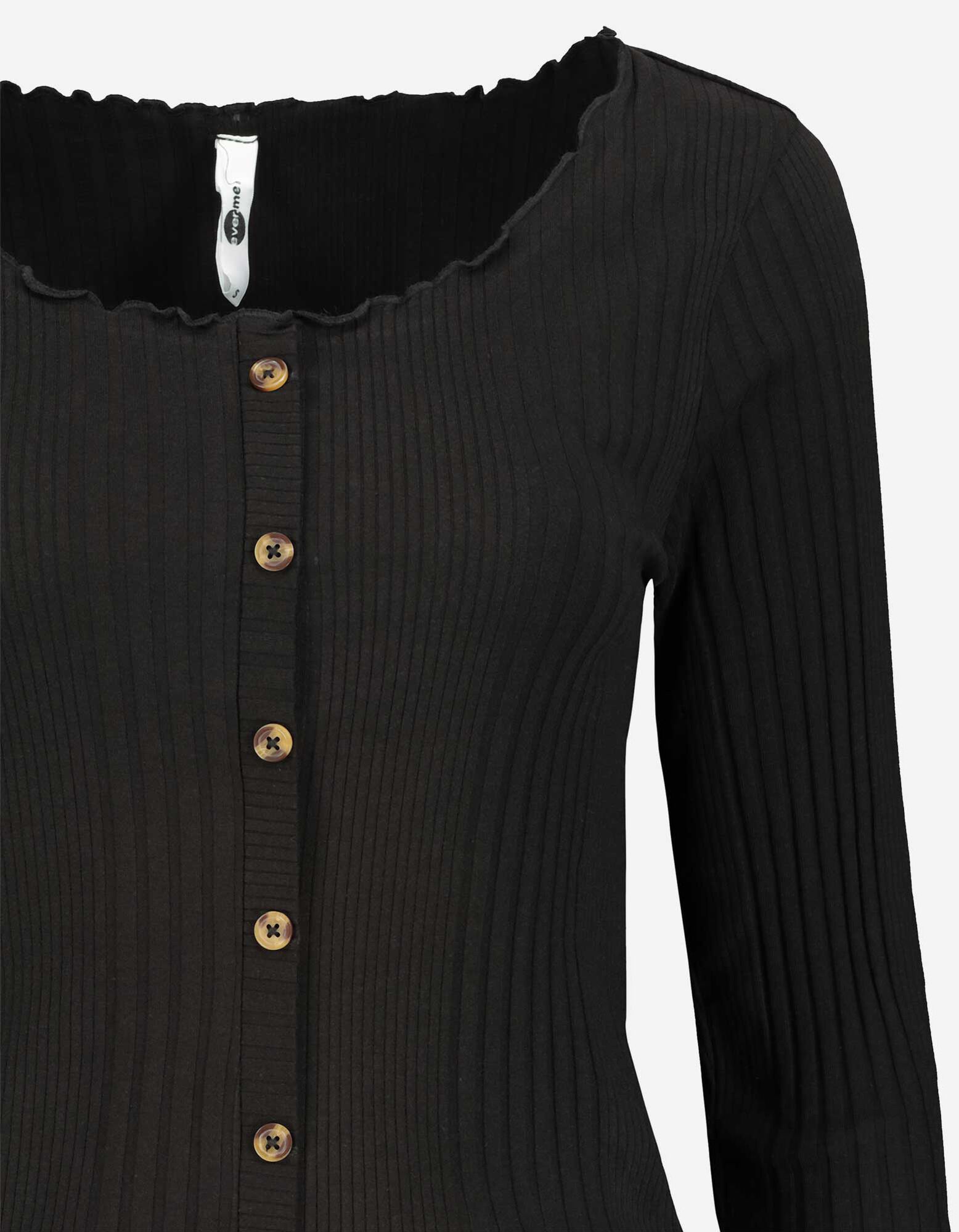 Longsleeve - Geschulpte zoom - zwart