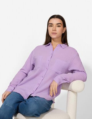 Bluse - einfarbig - lila