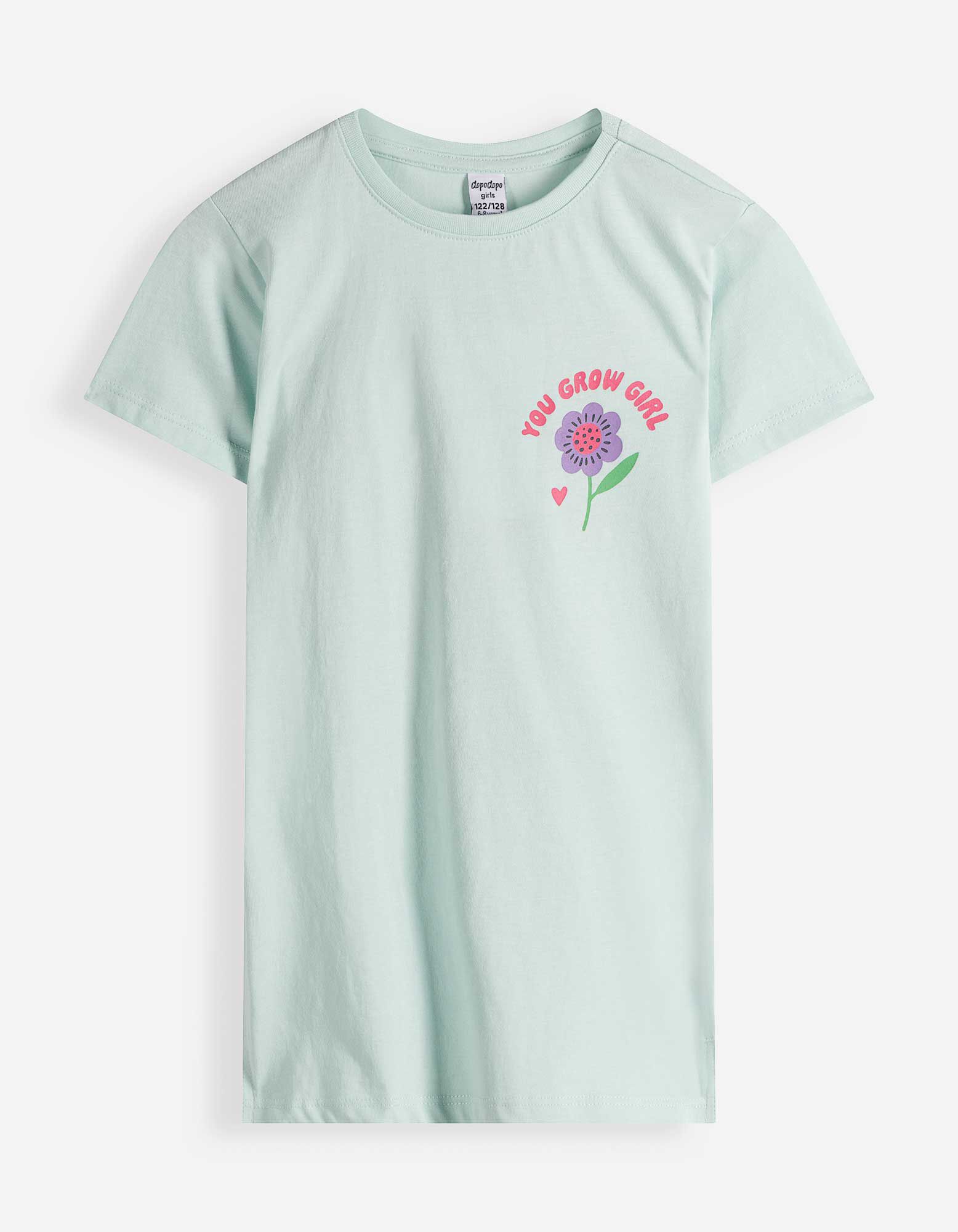 T-shirt - Print op rug - Turkoois