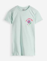 T-shirt - Print op rug - Turkoois