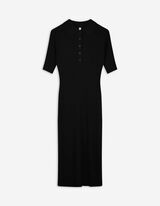 Strickkleid - Rippenstruktur - schwarz
