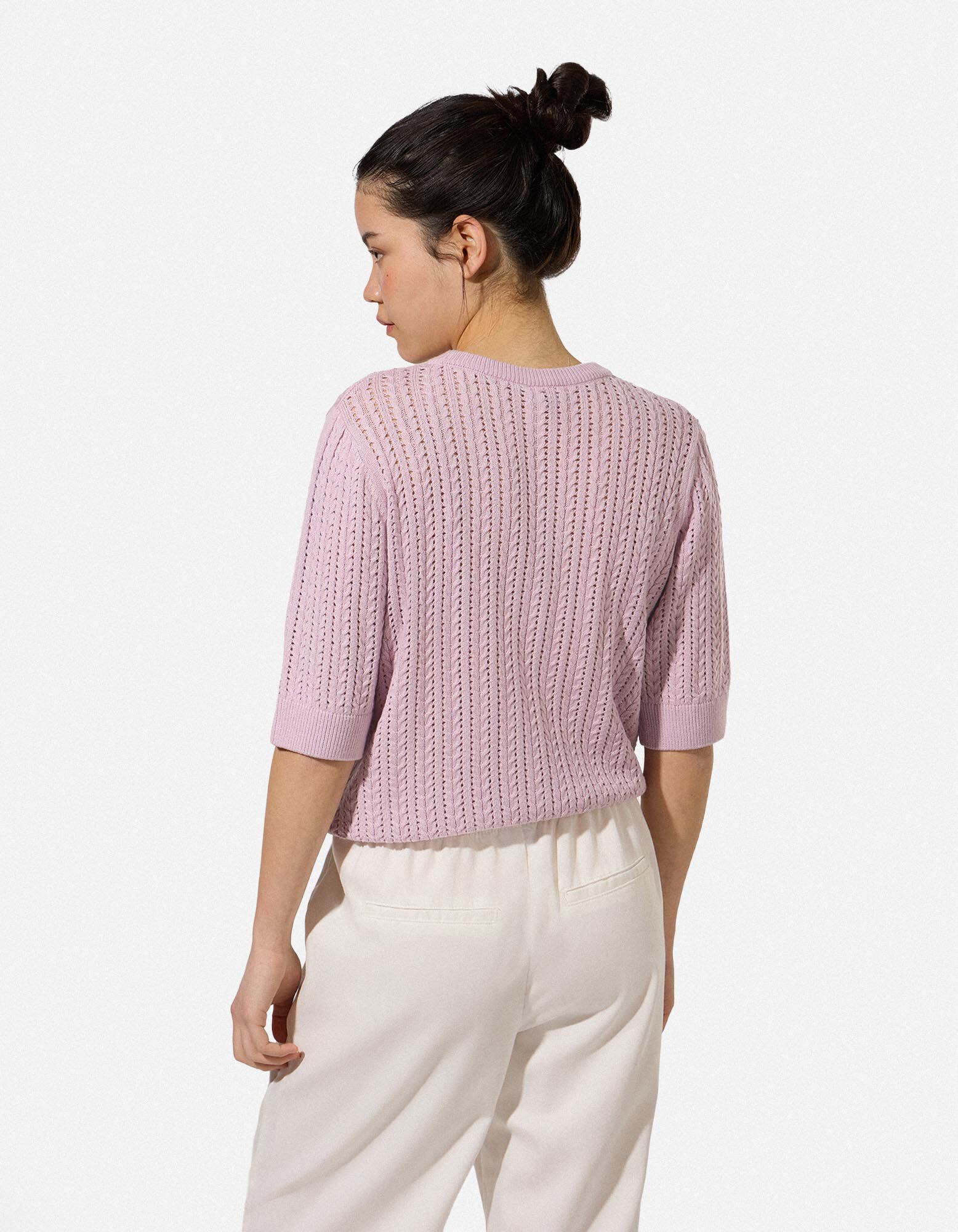 Pullover - Lochstrick - Pink