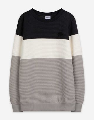 Sweatshirt - Color-Blocking - dunkelgrau