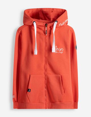 Sweatjacke - Stickerei - orange