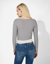 Langarmshirt - Double-Layer-Look - grau