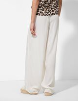 Kalhoty s širokými nohavicemi - Elastický pas - bílá