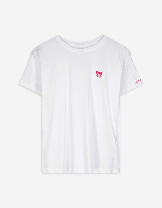 T-shirt - Borduursels - wit