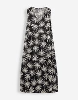 Maxikleid - Allover-Print - schwarz