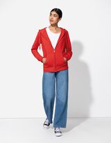 Cipz&aacute;ros meleg&iacute;tőfelső - Zsin&oacute;ros kapucni - piros