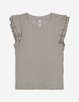 Shirt - Mouwen met volants - lichtgrijs