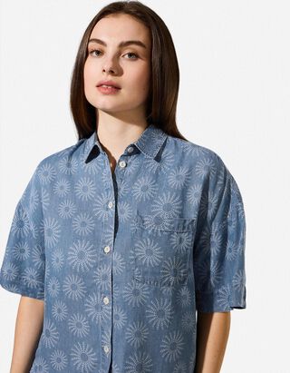 Bluse - mid blue denim - blau