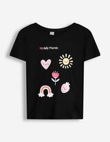 T-shirt - Voorkantprint - zwart