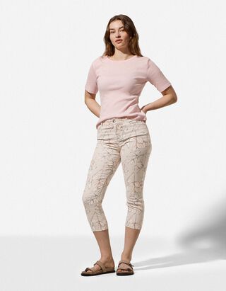 Capri nohavice - Twill - biely