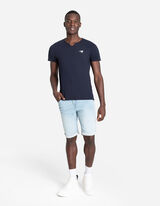 T-shirt - dekolt serafino - ciemny niebieski