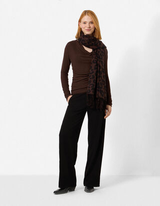 Foulard - Motivo leopardato - Marrone scuro