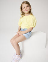 Tricou - M&acirc;neci balon - Galben deschis