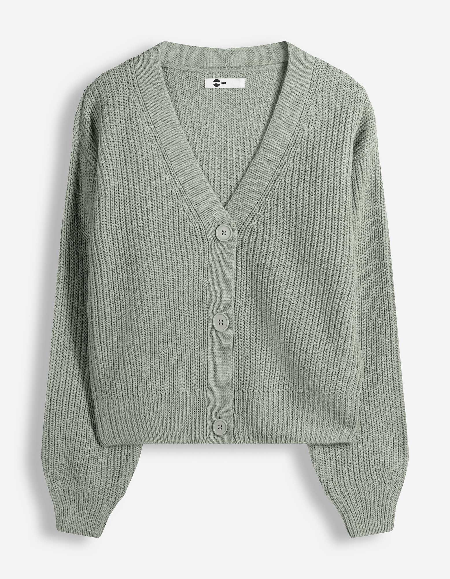 Strickjacke - Knopfleiste - Khaki