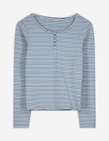 Langarmshirt - Rippenstruktur - blau