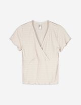 T-shirt - Effetto incrociato - beige
