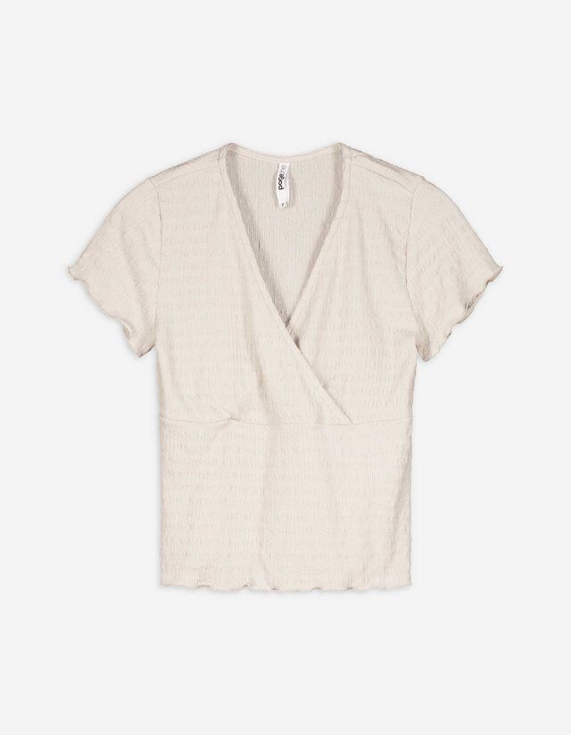 T-shirt - Effetto incrociato - beige