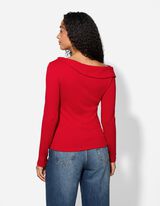 Langarmshirt - Schulterfrei - rot