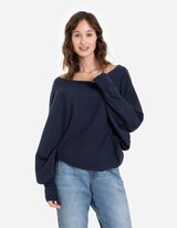 Bliuzonas - Plačios rankovės - tamsiai melynas