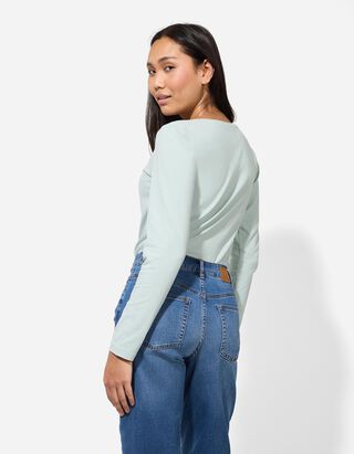 Langarmshirt - Stretchanteil - türkis