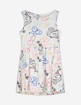 Kleid - Allover-Print - weiß
