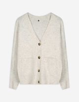Strickjacke - Aufgesetze Taschen - weiß
