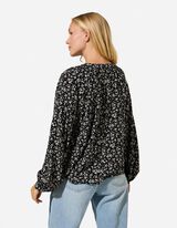 Bluse - Florales Muster - Schwarz