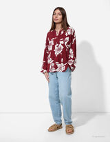 Bluse - Florales Muster - dunkelrot