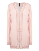 Damen Longcardigan mit Chiffonbesatz