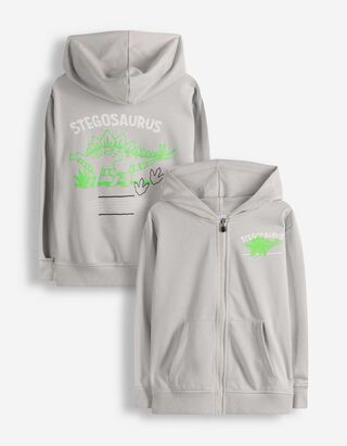 Sweatjacke - R&uuml;ckenprint - hellgrau