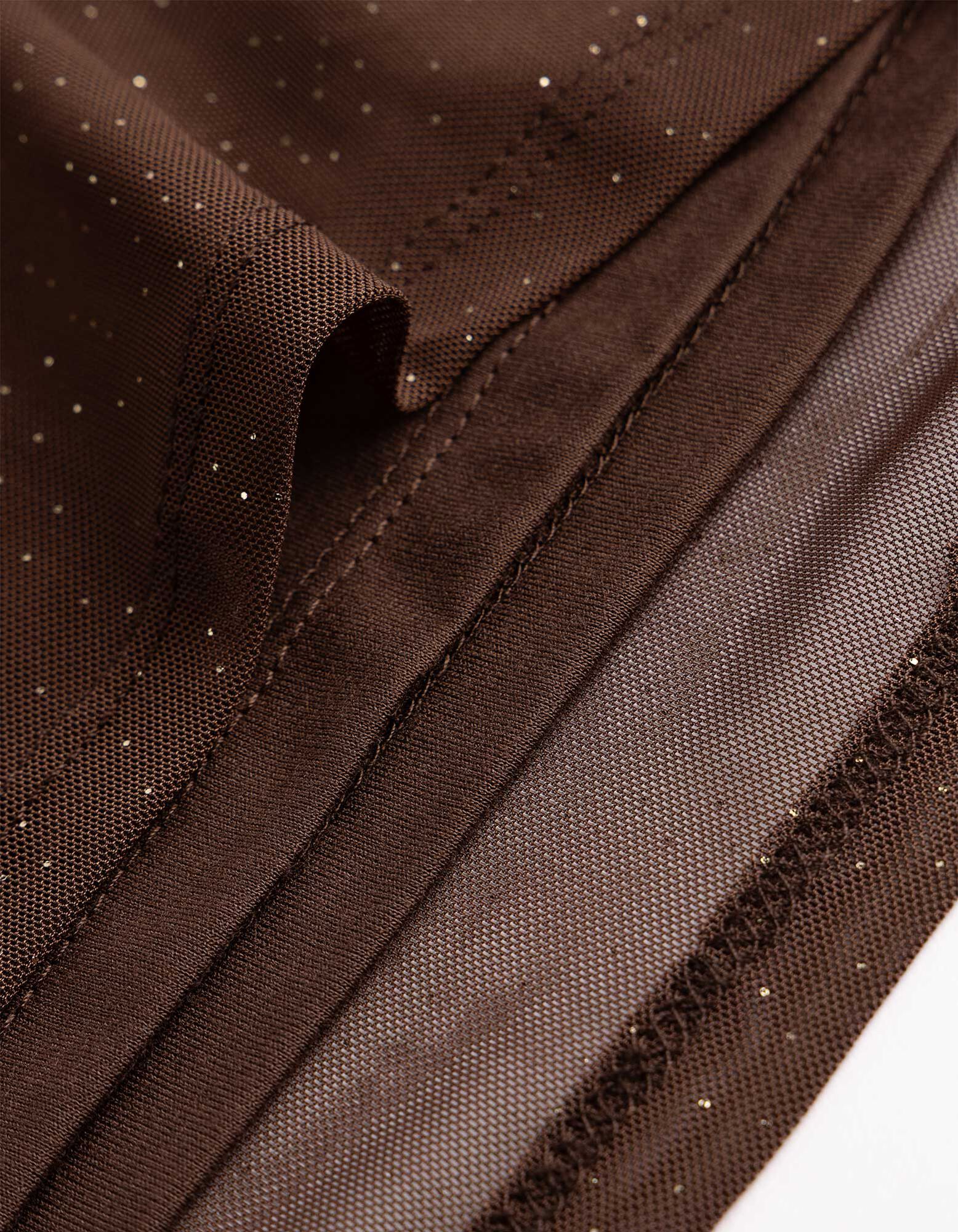 Langarmshirt - Glitzerstoff - Braun