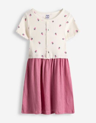 Kleid - Allover-Print - wei&szlig;