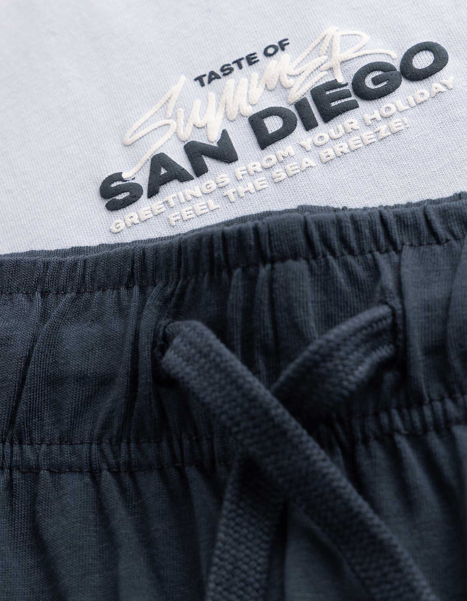 Souprava  tričko a kalhoty - Spadl&aacute; ramena - Modra