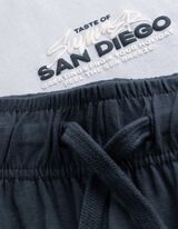 Souprava  tričko a kalhoty - Spadl&aacute; ramena - Modra