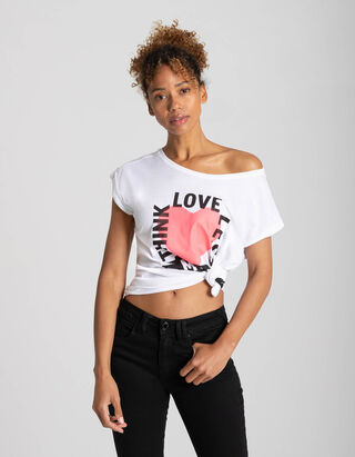 T-shirt - Message imprim&eacute; - blanc
