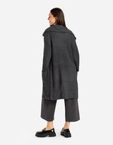 Dlhý kardigán - Hrubý úplet - tmavoseda